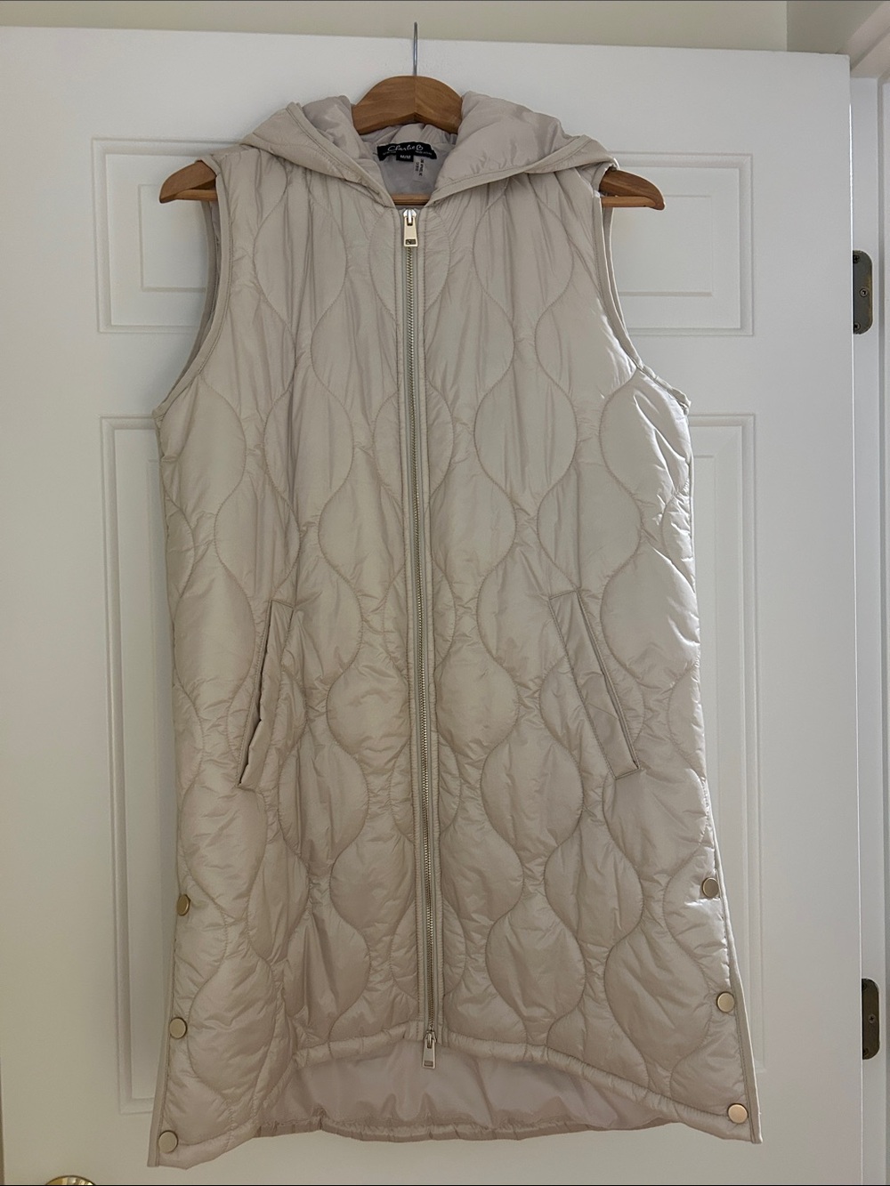 CHARLIE B Light Beige/cream Quilted Puffer Vest
